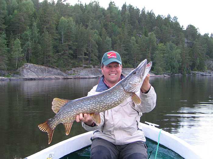 Björn bei Testfischen. Guter Hecht auf Gummifisch